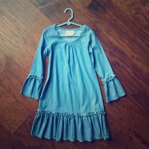 Southern Tots Chambray Ruffle Dress